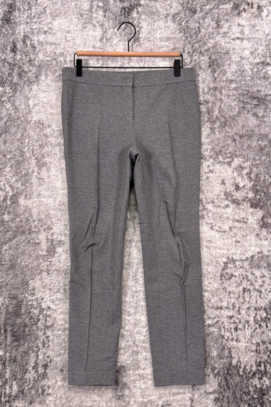 Akris Punto Pants 8 Womens Heather Gray Pleated Front Tapered Ankle Leg